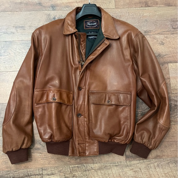 Faconnable Other - Faconnable Vintage Brown Leather Bomber Jacket